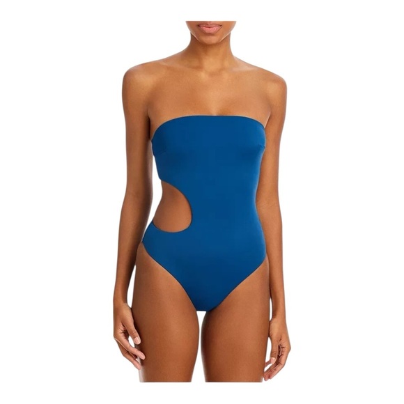 Onia Lele Cutout Bandeau One Piece Swimsuit in Blue Opal NWT - Picture 5 of 5